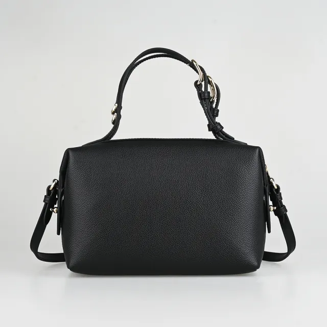 【FURLA 芙拉】FURLA精品粒面小牛皮拉鍊斜背波士頓包(迷你/黑)
