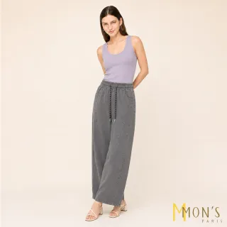 【MON’S】立體剪裁修身寬褲(直)