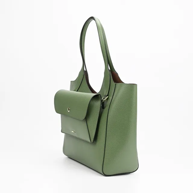 【FURLA 芙拉】FURLA精品小牛皮可拆外袋肩背托特包(中/綠)