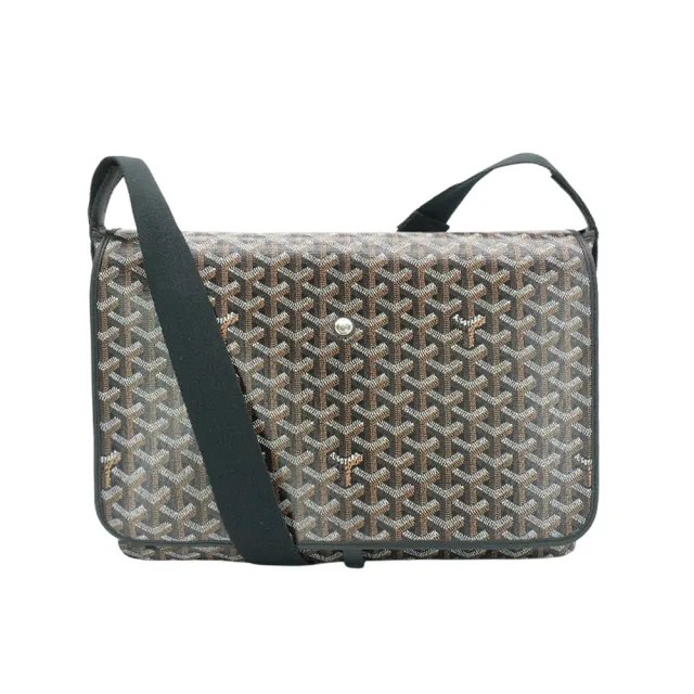 【GOYARD 高雅德】Cafetien MM 帆布穿釦斜背郵差包(黑)