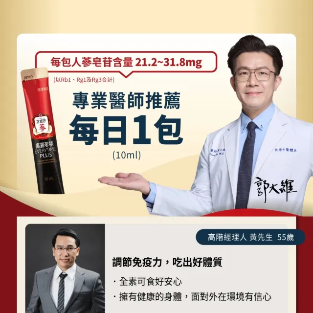 【JUNG KWAN JANG 正官庄】高麗蔘精EVERYTIME PLUS 3盒組-10mlx30入/盒(調節免疫力/健康食品認證)