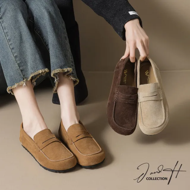 【J&H collection】復古百搭秋冬質感美拉德風樂福鞋 懶人鞋 勃肯鞋(杏色 / 栗子色 / 可可色)
