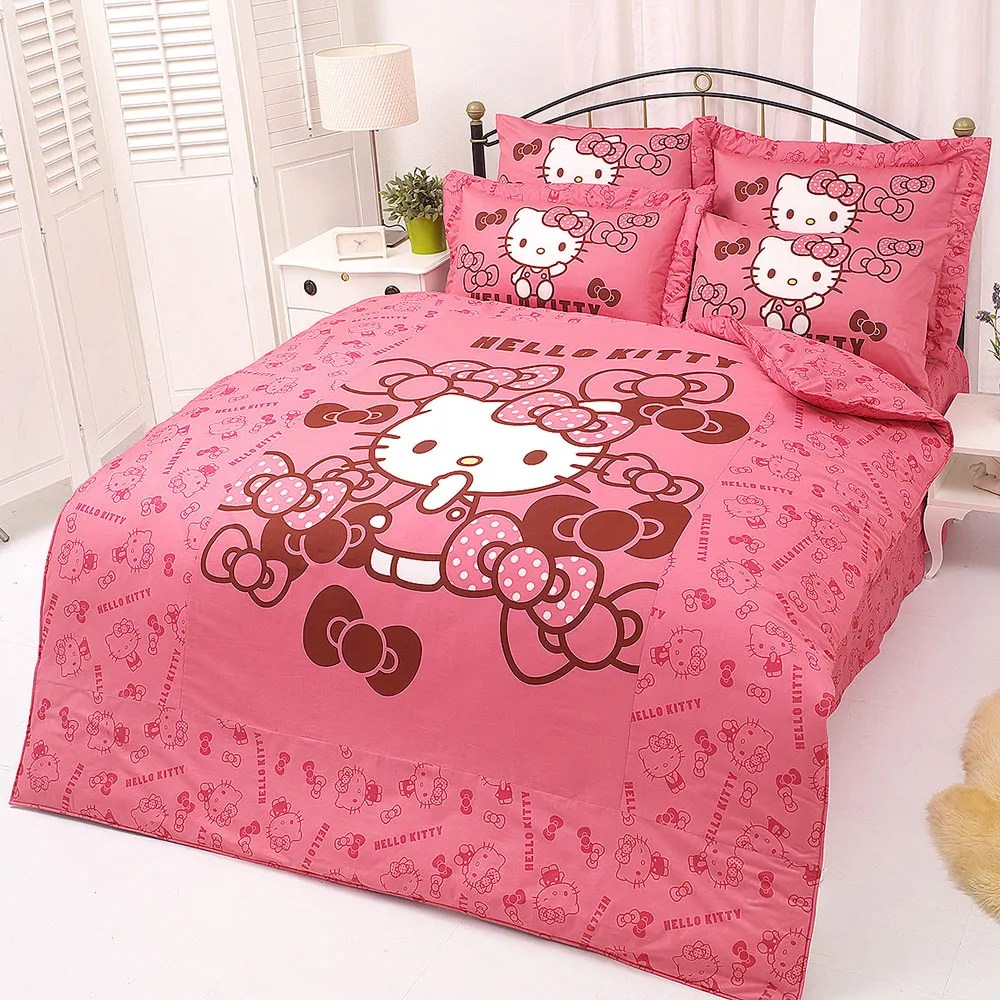 【享夢城堡】精梳棉單人床包涼被三件組(HELLO KITTY 我的小可愛-粉.紅) 涼被/冷氣毯
