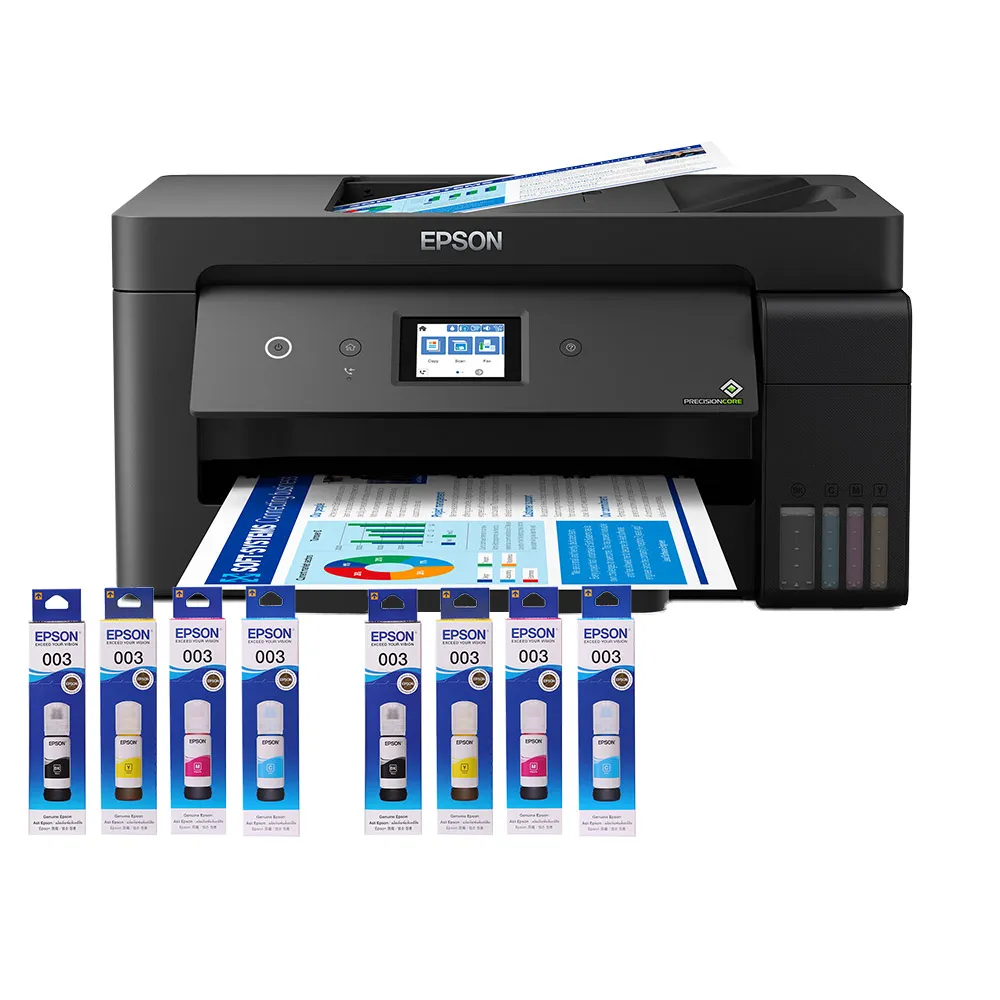 【EPSON】官方直營 搭2組T03Y原廠1黑3彩墨水★L14150 A3+高速雙網WiFi智慧遙控連供複合機