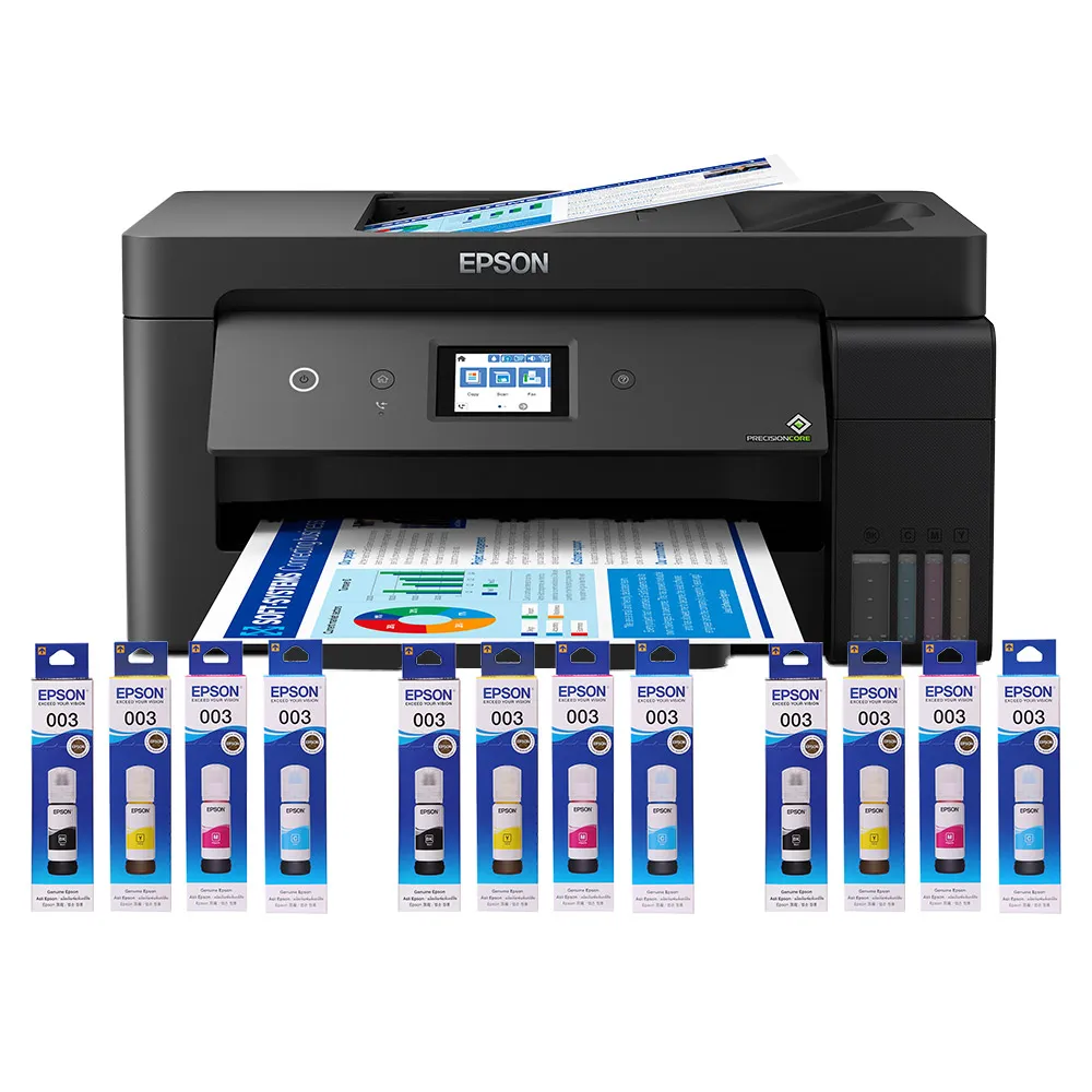 【EPSON】官方直營 搭3組T03Y原廠1黑3彩墨水★L14150 A3+高速雙網WiFi智慧遙控連供複合機