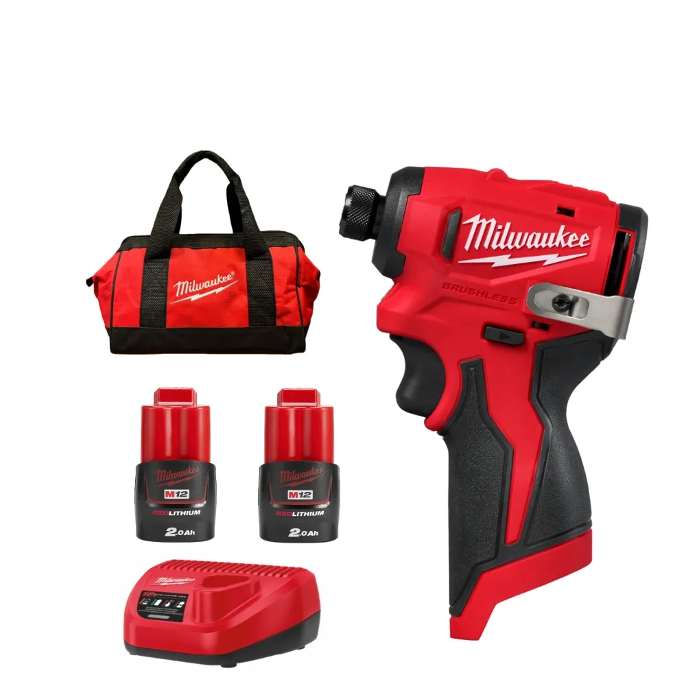 【Milwaukee 美沃奇】12v鋰電無刷衝擊起子機電鑽 M12BLIDRC(M12 BLIDRC主機+雙2.0鋰電池+充電器+提袋)