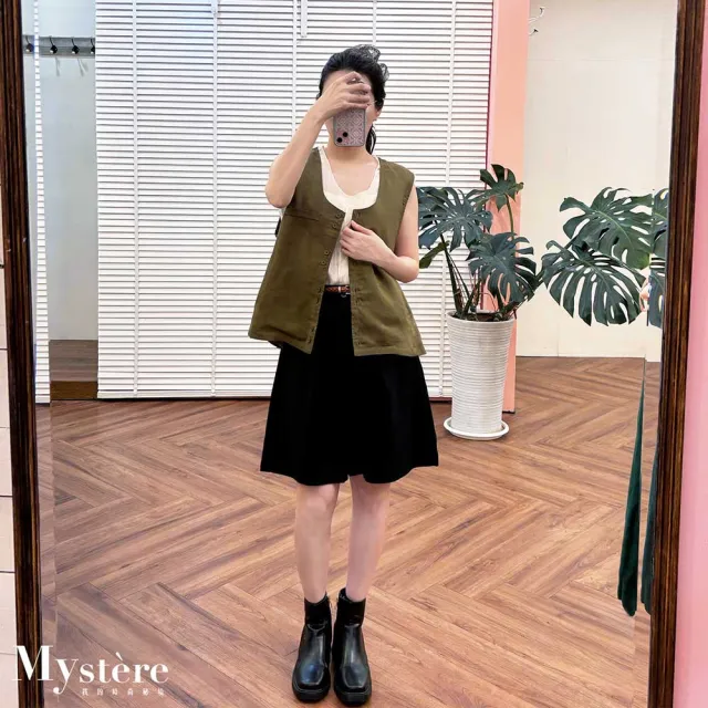 【my stere 我的時尚秘境】雙11 亞麻西裝五分短褲 附腰帶 兩色 西裝短褲 西褲 遮跨短褲 A字短褲 傘擺短褲