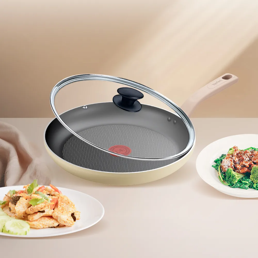 【Tefal 特福】Daisy系列28CM不沾鍋平底鍋+玻璃蓋(IH爐可用鍋/電磁爐適用)