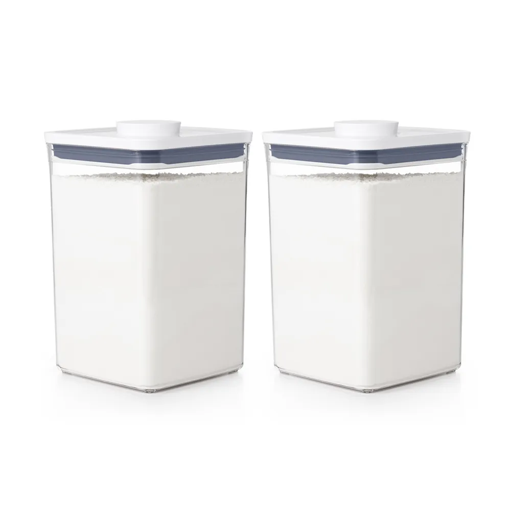 【OXO】大正方4.2L｜ 超值2入｜POP 按壓密封收納保鮮盒(16*16*24 cm 單手開蓋 整齊堆疊)