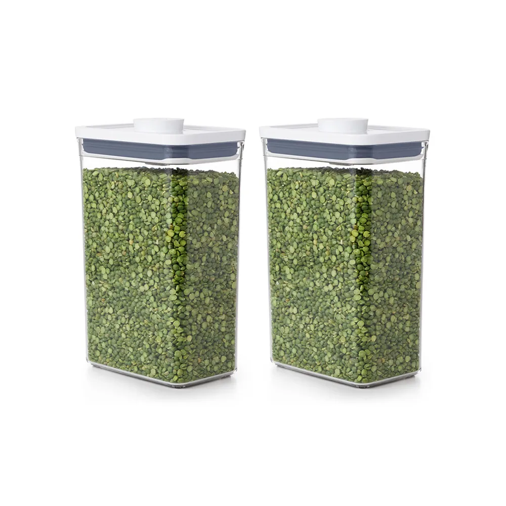 【OXO】長方2.6L｜超值2入｜POP 按壓密封收納保鮮盒(16*11*24 cm 單手開蓋 整齊堆疊)