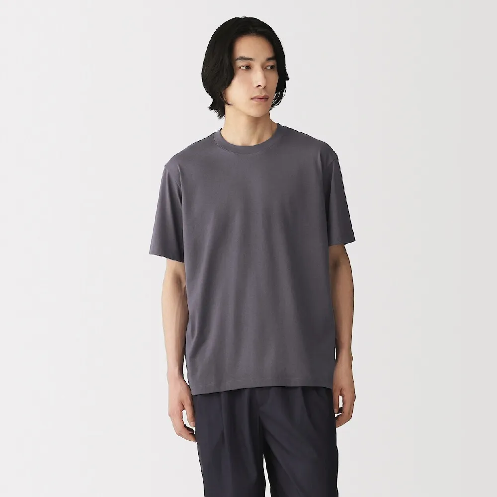 【MUJI 無印良品】男天竺圓領短袖T恤(白色/淺灰/黑色/淺綠/卡其綠/藍色/灰白)