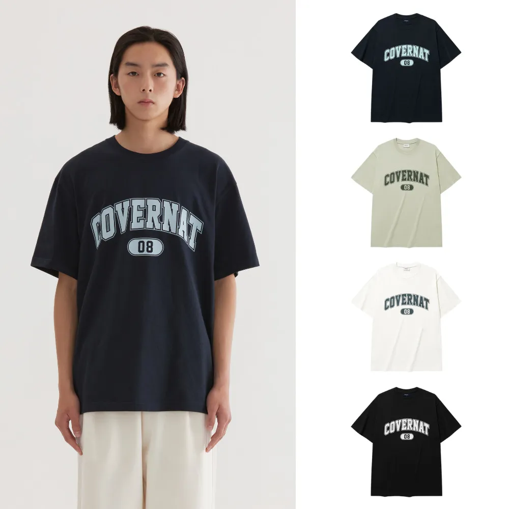 【COVERNAT】經典數字Logo短袖T恤 (UNI短袖上衣 黑/卡其/海軍藍/白色)