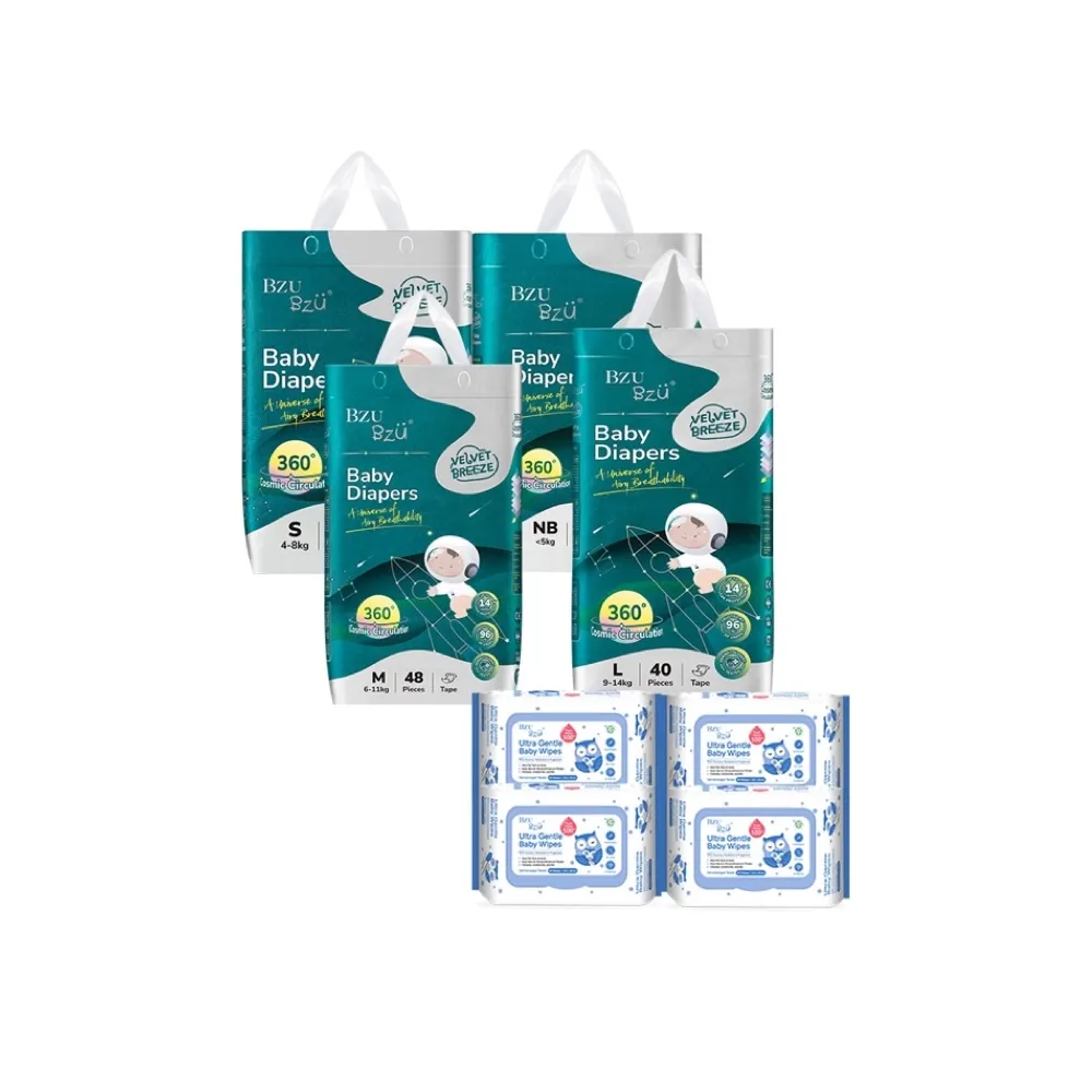 【BZU BZU】絲柔乾爽紙尿褲/尿布NB-L/黏貼型/1箱共4包/送4包80抽嬰兒濕巾