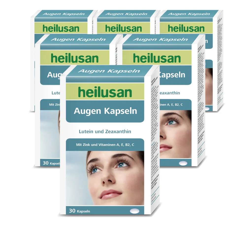 【Heilusan 好立善】EUREYE葉黃素複方軟膠囊30粒6盒組(游離型 玉米黃素藍莓/山桑子 維他命AB2CE鋅)