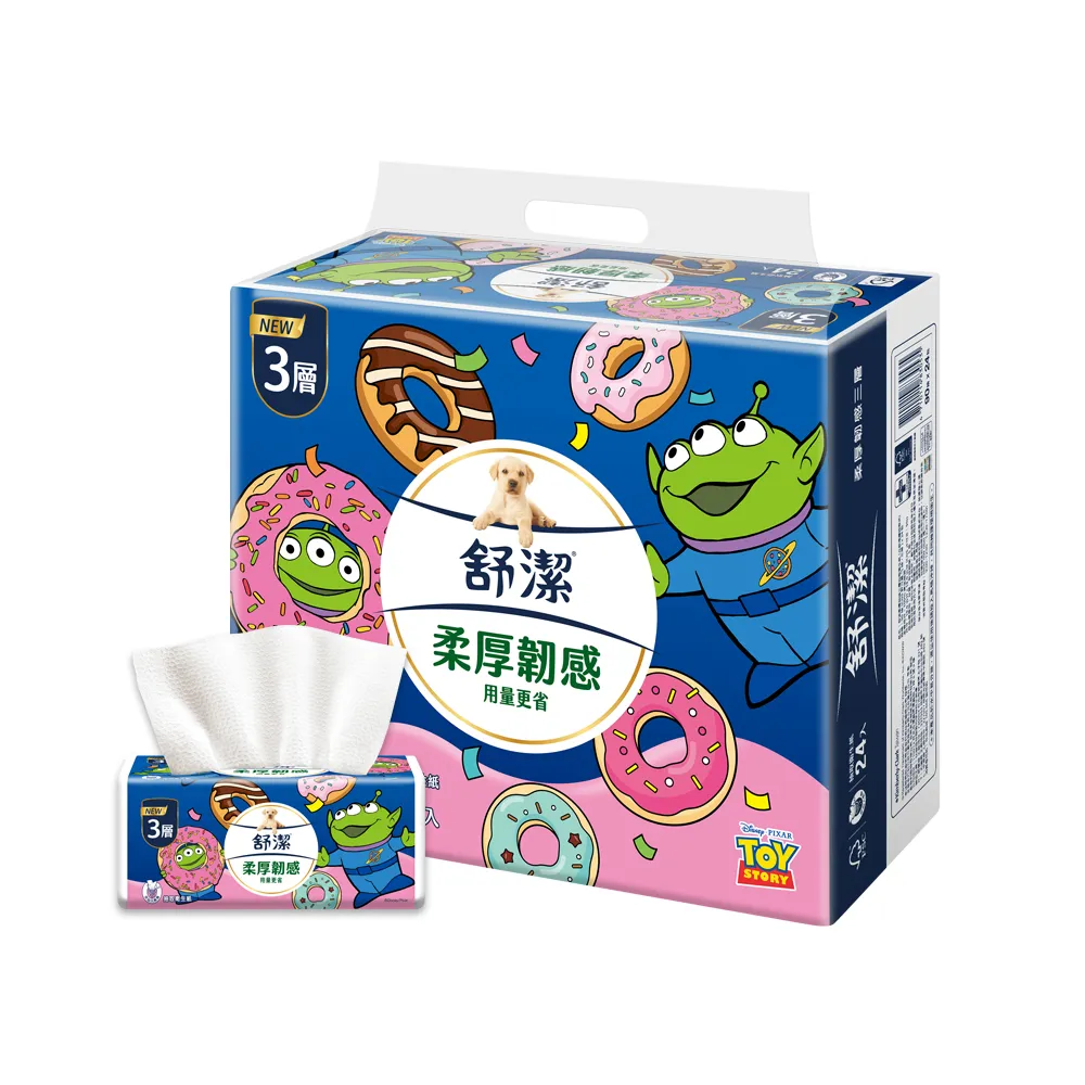 【Kleenex 舒潔】momo獨家☆柔厚韌感三層抽取衛生紙-三眼怪限定款 90抽x48包*2箱 