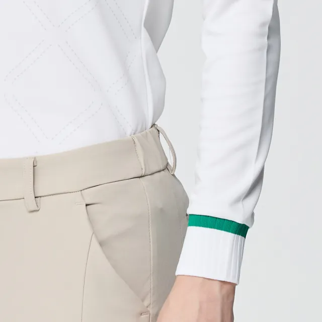 【PING】女款抽針領高爾夫長袖POLO衫-白(環保素材/GOLF/高爾夫球衫/RA25205-87)