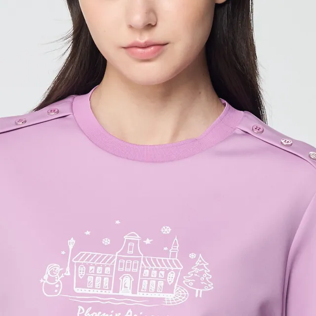 【PING】女款聖誕塗鴉長袖圓領上衣-粉紫(吸濕排汗/抗UV/GOLF/高爾夫球衫/RA25222-16)