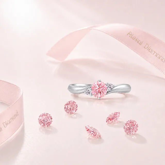 【Alesai 艾尼希亞】粉紅鑽石 1克拉 14K 玫瑰金 鑽戒 培育鑽石 (3EX 車工 FANCY VIVID PINK 彩鑽)