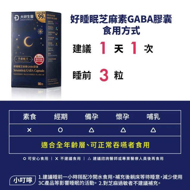 【大研生醫】好睡眠芝麻素GABA膠囊x2盒(90粒/盒-新升級添加99%高濃度GABA+珍稀番紅花)
