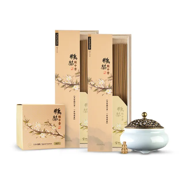 【富山香堂】5件組_凝神聚氣鵝梨帳中香組(古法製作 臥香 盤香 檀香 沉香 鵝梨)