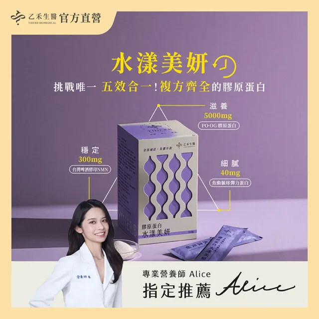 【Yiherb 乙禾生醫】PO-OG 膠原蛋白｜冰晶番茄｜膠原蛋白胜肽｜NMN｜啤酒酵母｜彈力蛋白｜水漾美妍