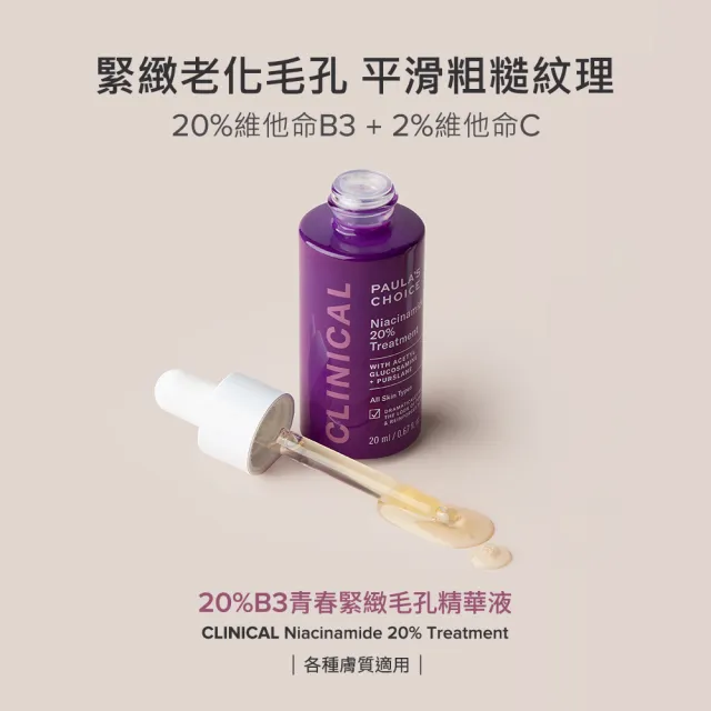 【PAULA’S CHOICE 寶拉珍選】20％B3青春緊緻毛孔精華液20ml 2入組