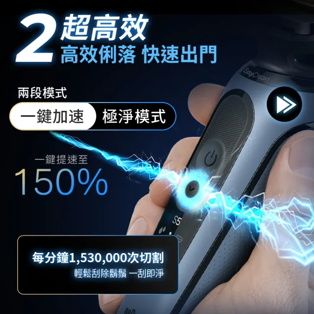 【BRAUN 百靈】全新親膚 5系列PRO 智能親膚電動刮鬍刀/電鬍刀 附鬢角刀 智慧清潔充電座 (53-N72000cc)