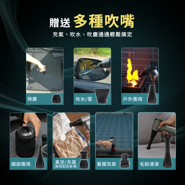 【Philo 飛樂】GF610(除塵或噴瓶擇一)8000mAh抽換電池式 渦輪無刷暴力風槍/鼓風機(吹葉機/中秋烤肉生火)