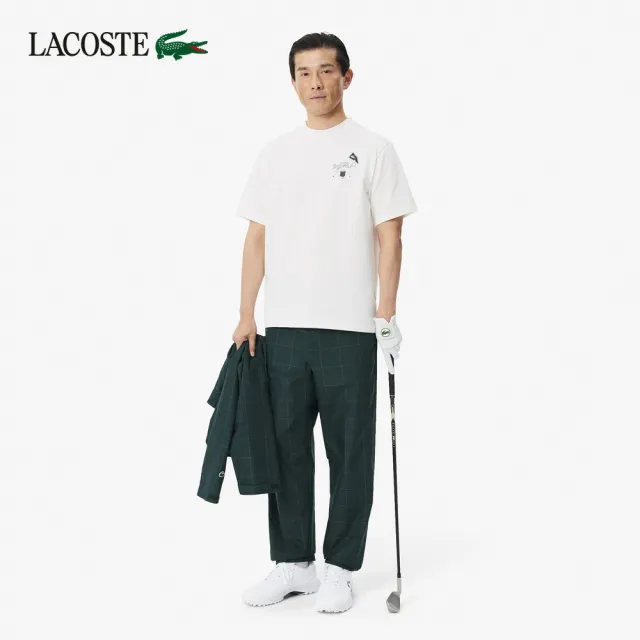 【LACOSTE】男款-高爾夫印花速乾短袖T恤(白色)