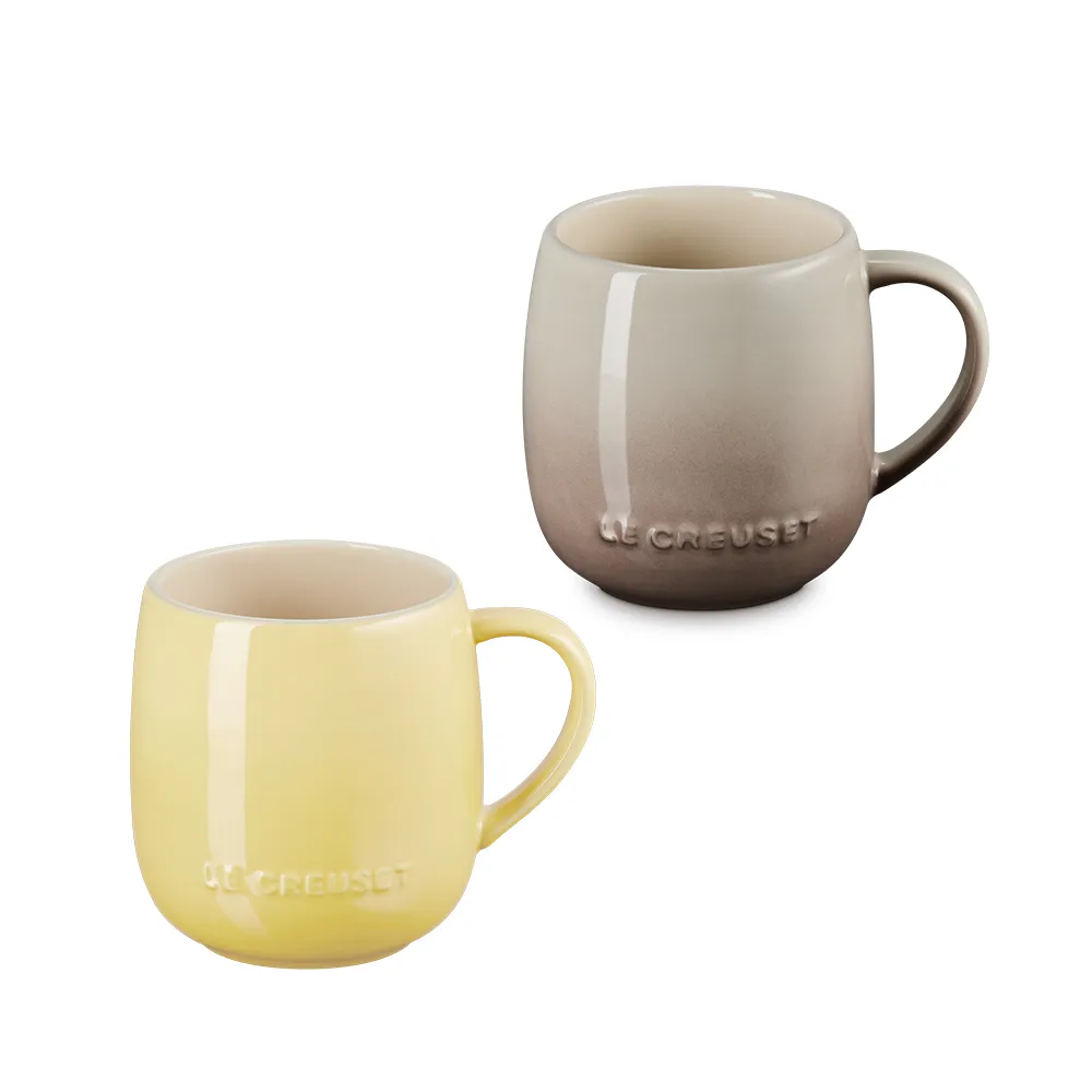 【Le Creuset】瓷器蛋蛋馬克杯380ml(含羞草黃/肉豆蔻 2色選1)