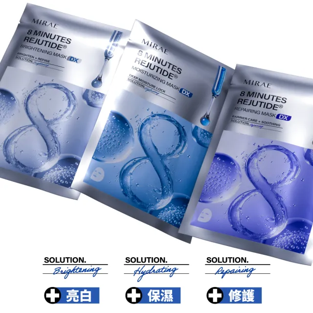 【MIRAE 未來美】8分鐘麗珠肽面膜10盒囤貨組 (保濕x4+修護x3+淨白x3)