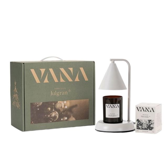 【VANA】北歐香氛暖燈禮盒｜禮物｜可調光定時｜搭配蠟燭｜綠意木質調｜霧灰白｜融蠟燈｜秋季香氛賞