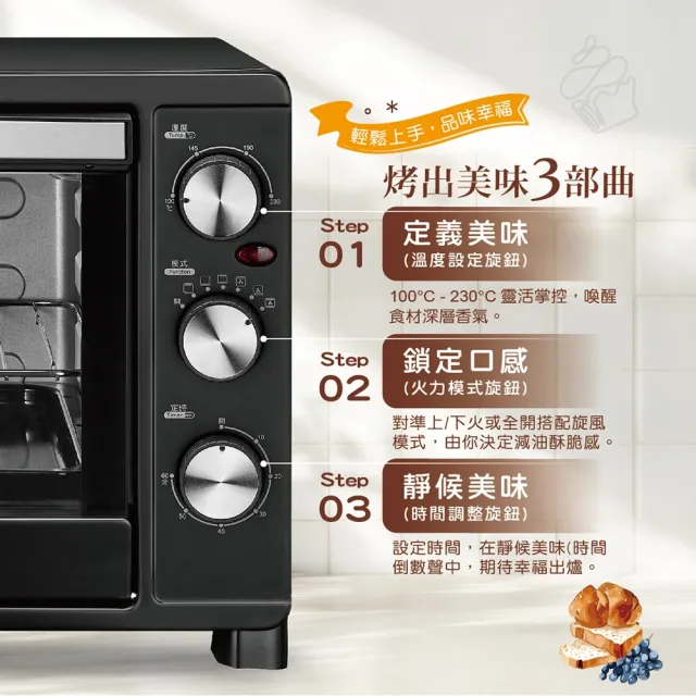 【CHIMEI 奇美】35L家用旋風電烤箱/上下不鏽鋼加熱管/質感黑 (EV-35B0SK)