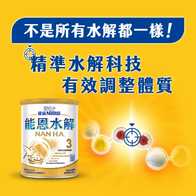 【Nestle NAN HA 雀巢能恩水解】官方直營 3號部分水解蛋白幼兒成長配方奶粉(800gX18罐)