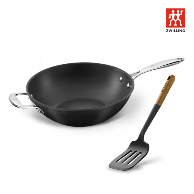 【ZWILLING 德國雙人】FORTE義大利製Ti-X不沾鈦炒鍋30cm含矽膠鏟(德國雙人牌集團官方直營)