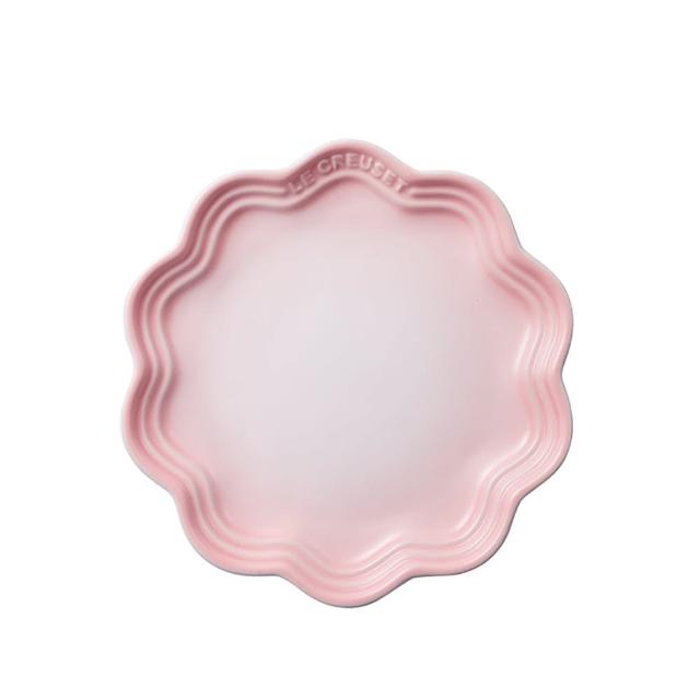【Le Creuset】瓷器蕾絲花邊盤 22cm(貝殼粉)