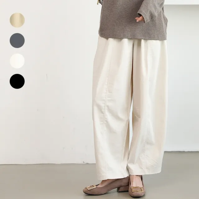 【LANNI 藍尼】★復古寬鬆闊腿哈倫褲(女裝/長褲/闊腿褲/寬褲/休閒/日系/通勤)