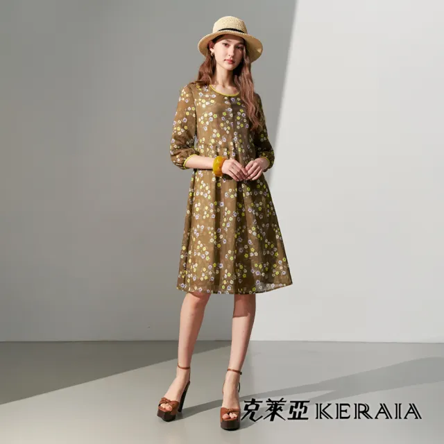 【KERAIA 克萊亞】醇咖漫花絮語印花洋裝