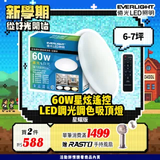【Everlight 億光】6-7坪 60W 星炫 遙控 LED 調光調色吸頂燈(吸頂燈)