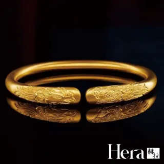 【HERA 赫拉】龍躍鳳鳴古法沙金手鐲 H115083106(龍躍鳳鳴 古法 沙金 手鐲)