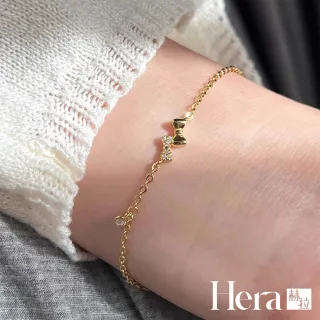 【HERA 赫拉】S925鍍14K微鑲鑽俏皮蝴蝶結手鍊 H115083104(S925 鍍14K 微鑲鑽 蝴蝶結 手鍊)