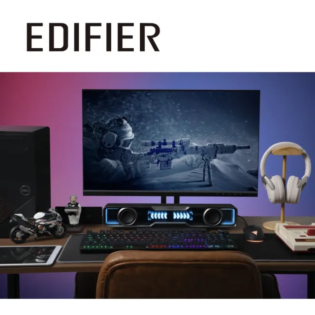 【EDIFIER】潮酷『Bar』QS30 桌面藍牙聲霸（Plug & Play 電源 音源線 擺設不佔位｜桌搭冠軍）