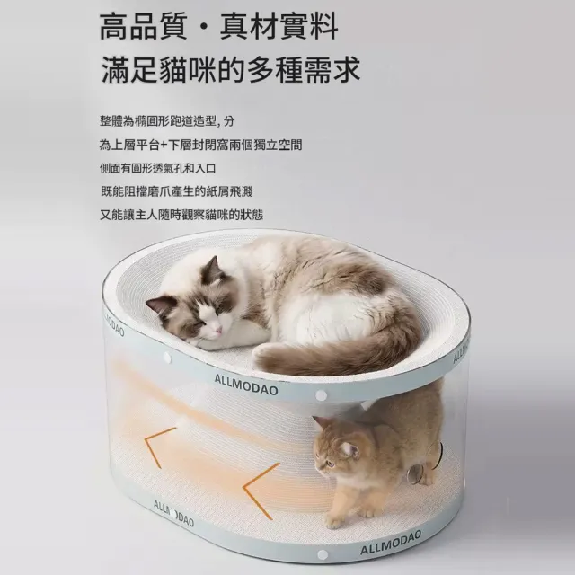 【IPSKY】雙層貓抓板貓窩 白卡紙一體式貓屋 多功能立式貓咪磨爪睡窩 可休息可磨爪不易掉屑 室內貓抓屋