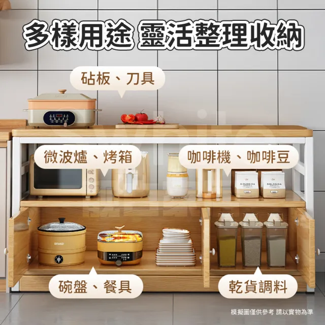 【靚白家居】鋼木風三門餐廚櫃 中島款 120公分 S051(收納櫃 置物櫃 收納櫥櫃 餐櫃 廚房電器櫃)