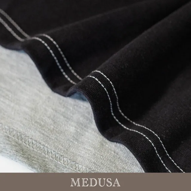 【MEDUSA 曼度莎】現貨-台灣製 撞色質感拼接純棉休閒T恤（M-XL）｜短袖T恤 女T恤 休閒穿搭