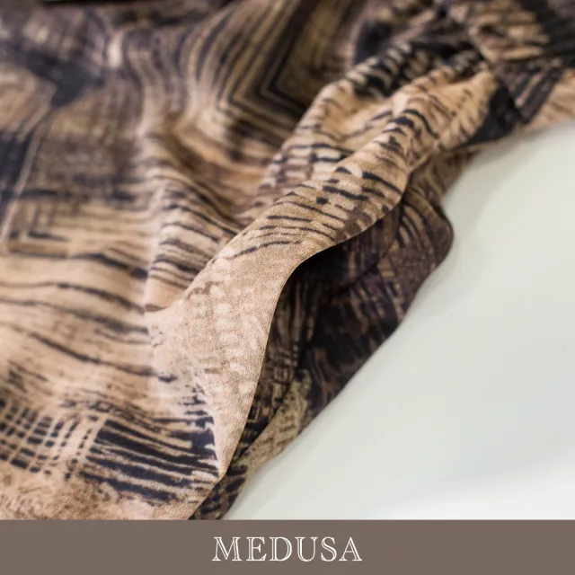 【MEDUSA 曼度莎】現貨-藝術棕色鬆緊飄逸寬褲（M-XL）｜寬褲穿搭 休閒長褲 雪紡長褲