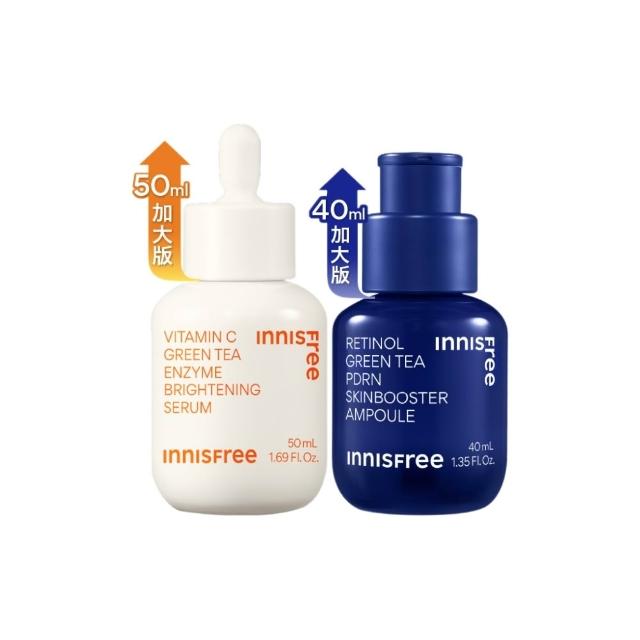 【innisfree】霸容量早C晚A PDRN水光緊緻絕配50+40ml進階組(美白淡斑+毛孔緊緻精華)