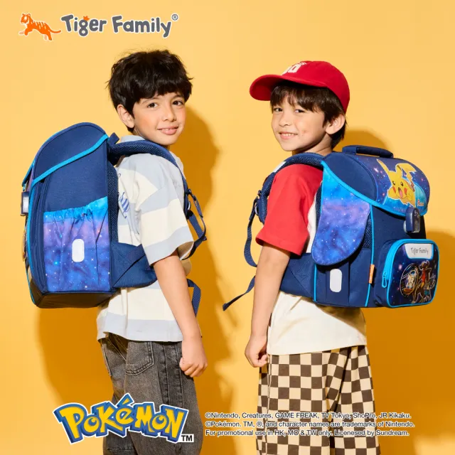 【Tiger Family】小學者超輕量護脊書包-2026全新-寶可夢星辰冒險-送同款花色補習袋+零錢包(110-130CM適用)