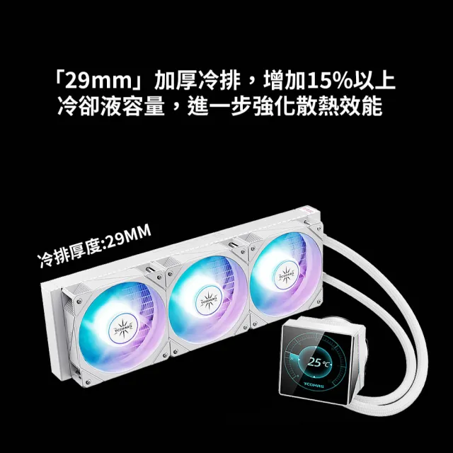 【TCOMAS】鈦鉭 ANGL 360 ARGB CPU一體式水冷散熱器 黑色/白色 (自訂動態顯示/高效能水泵/加厚冷排)