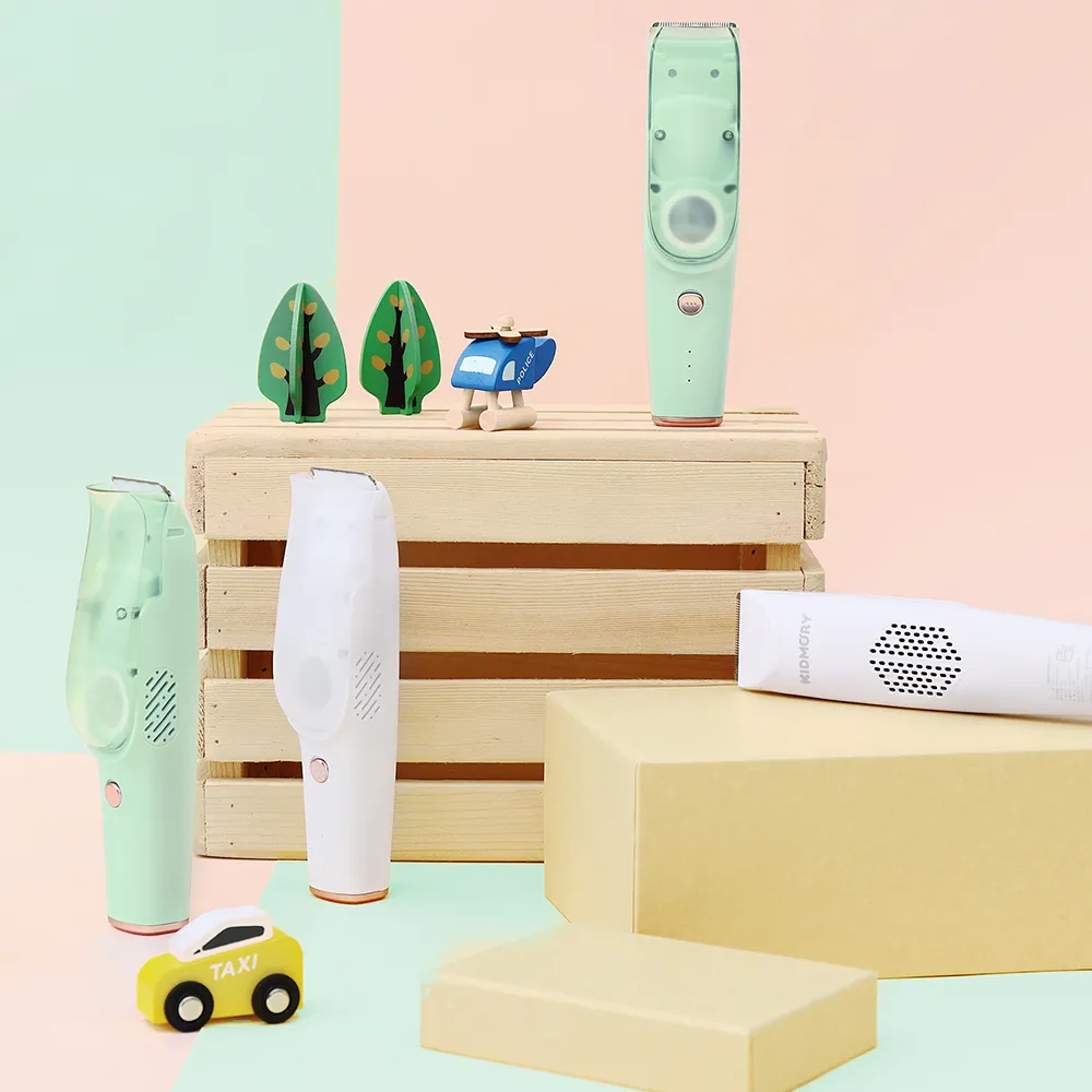 【KIDMORY】智能理髮器-吸剪合一-2色可選(附3種梳套 防水 電動理髮器 兒童理髮器 自動吸髮KM-236)